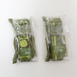 Set of 2 Lug luggage belt and tag olive green travel carry on suitcase accessory
